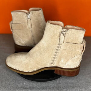 Cole Haan Hampshire Buckle Ankle Boots Dark Latte‎ Tan Leather Suede Size 6 B